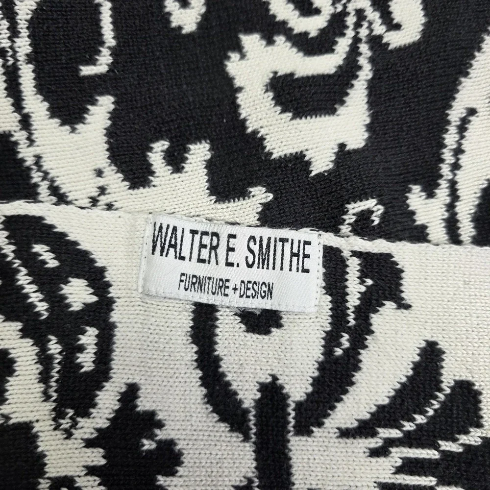 Walter E‎ Smithe Throw Blanket Damask Print Black White 56 x 50